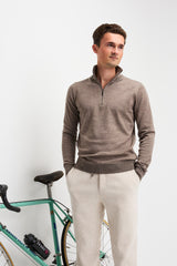 Trui met rits - Antonio - Bruin